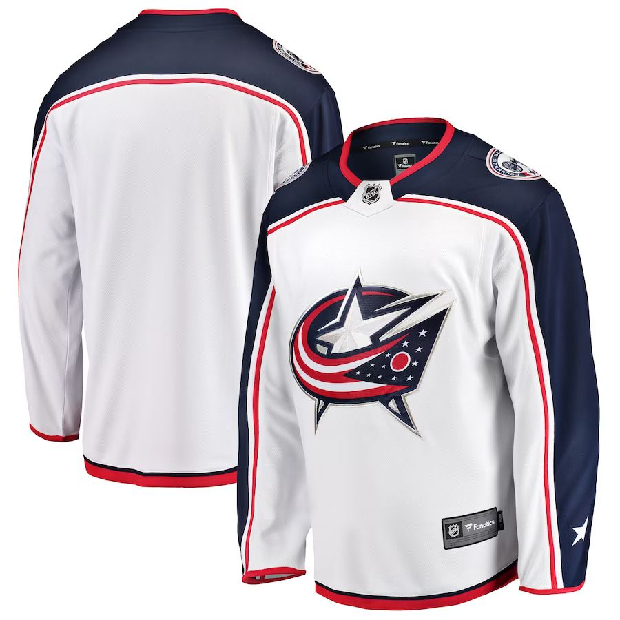 Men Columbus Blue Jackets Fanatics Branded White Breakaway Away NHL Jersey->customized nhl jersey->Custom Jersey